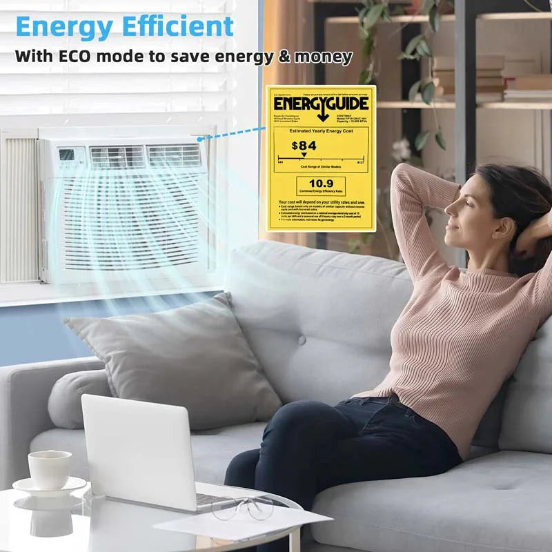 2026 Quiet window air conditioner with 10,000 BTU, remote control, Eco mode, Energy Star certified, 3-in-1 unit with dehumidifier