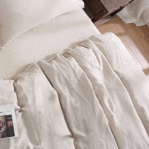 2026 100% Pure Linen Duvet Cover with Button Closure and Corner Ties Soft & Breathable - Natural Full/Queen