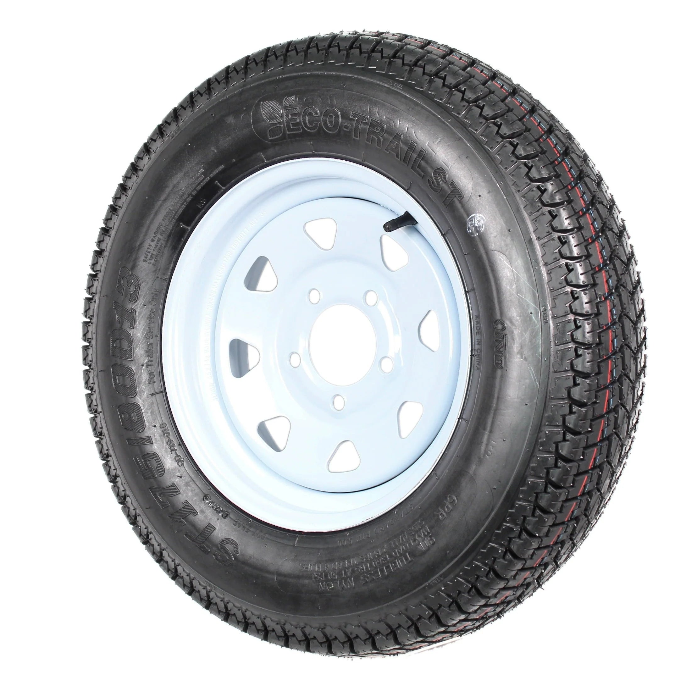 2026 2-pack trailer tires and rims ST175/80D13 175/80 13 B78-13 LRC 5-hole white spoked wheel