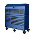 2026 2025 56 inch W x 22 inch D Heavy-duty combination tool trolley with 23 drawers and tool cabinet in matte blue