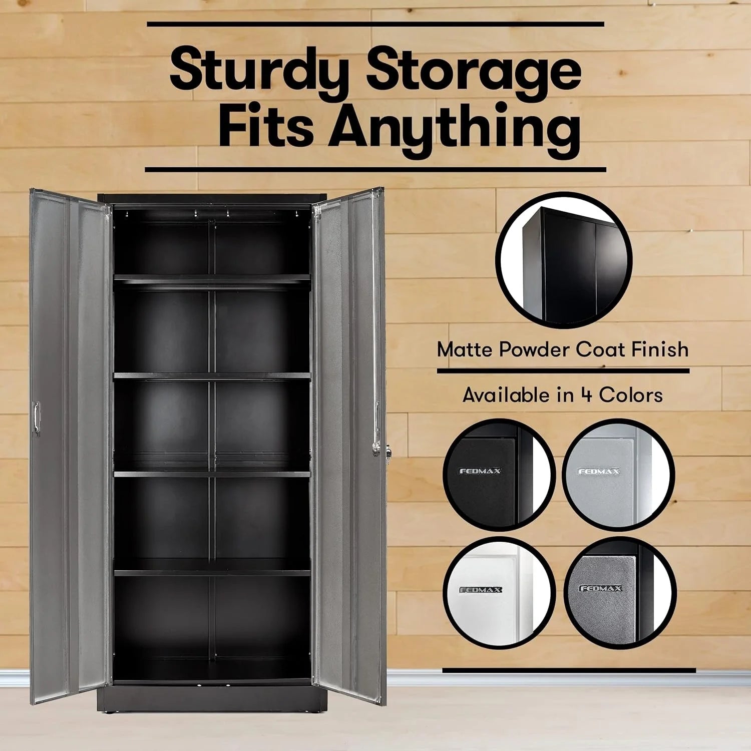 2026 Heavy Duty Metal Garage Locker - 71 "tall large steel multipurpose locker with adjustable shelves and door locks - black and silver