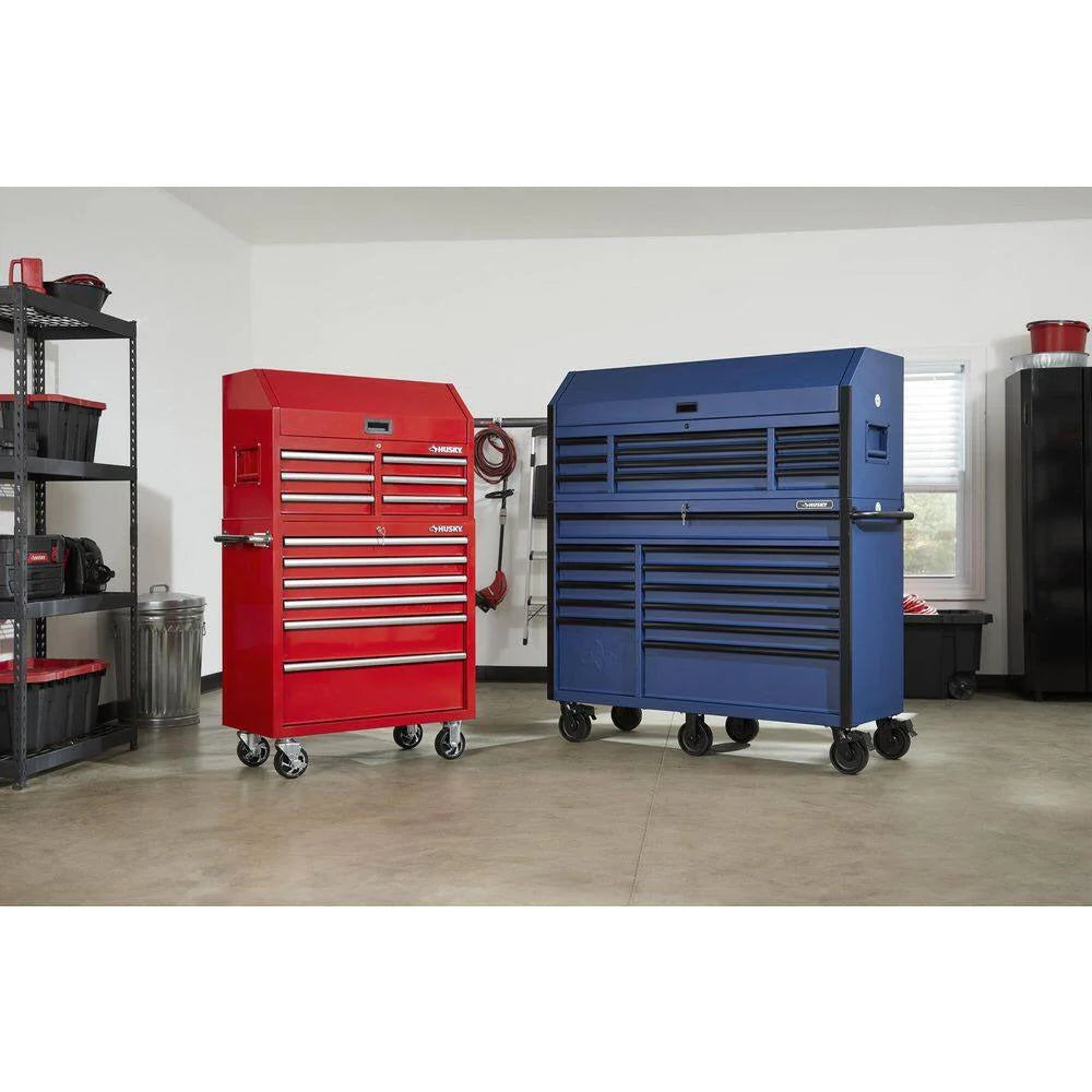 2026 2025 56 inch W x 22 inch D Heavy-duty combination tool trolley with 23 drawers and tool cabinet in matte blue