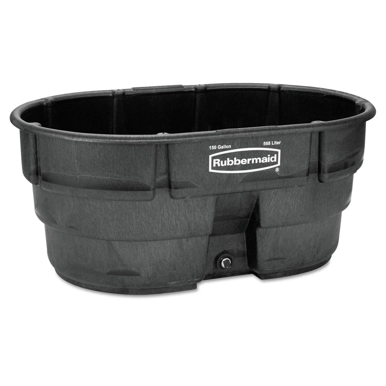 2026 Rubbermaid FG424500BLA Livestock Tank (Model Year 2025), 150 Gallon Capacity, Plastic, Black
