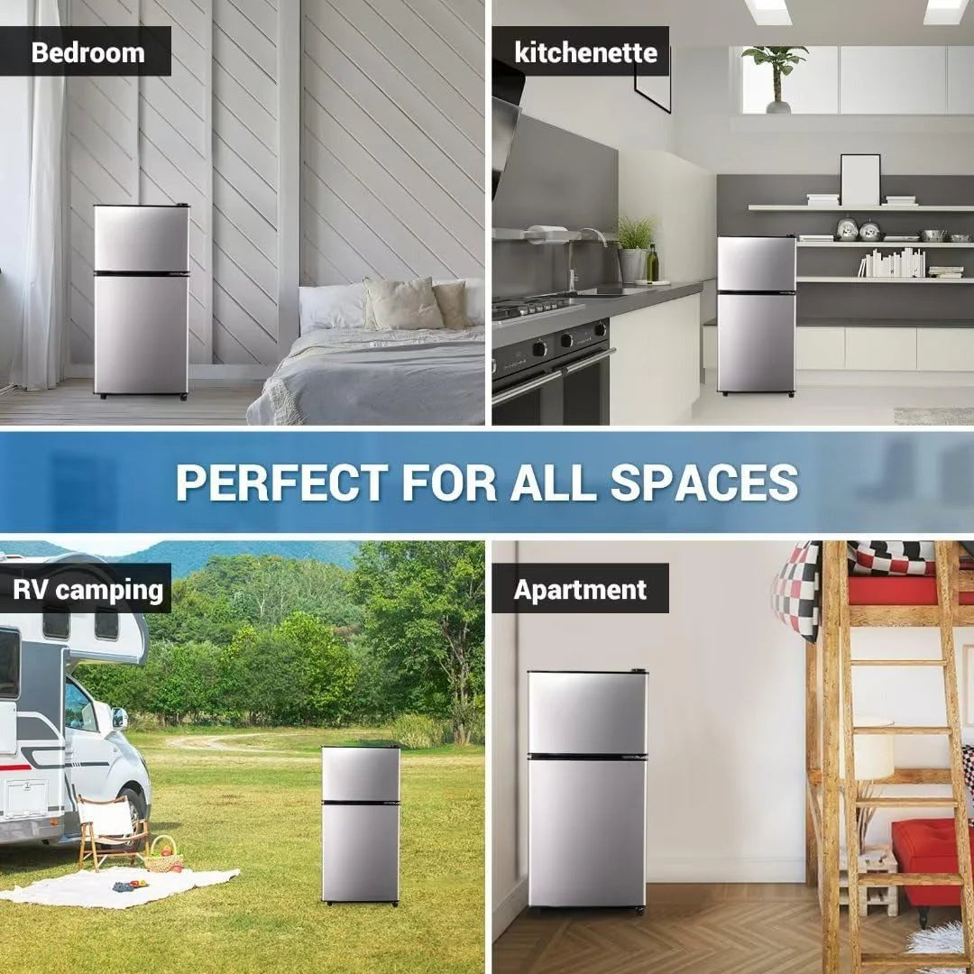 2026 Apartment-sized refrigerator, 3.5 cubic feet (approx. 99 liters) usable capacity, small refrigerator with freezer compartment, suitable for houses and apartments, freestanding
