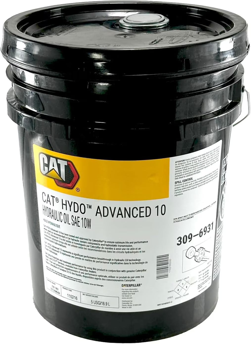 2026 Cat 309-6931 HYDO Advanced 10 Hydraulic Oil, SAE 10W | 5 Gallons