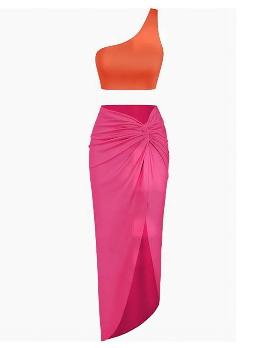 2026 High-Slit Twist Skirt Dress Set