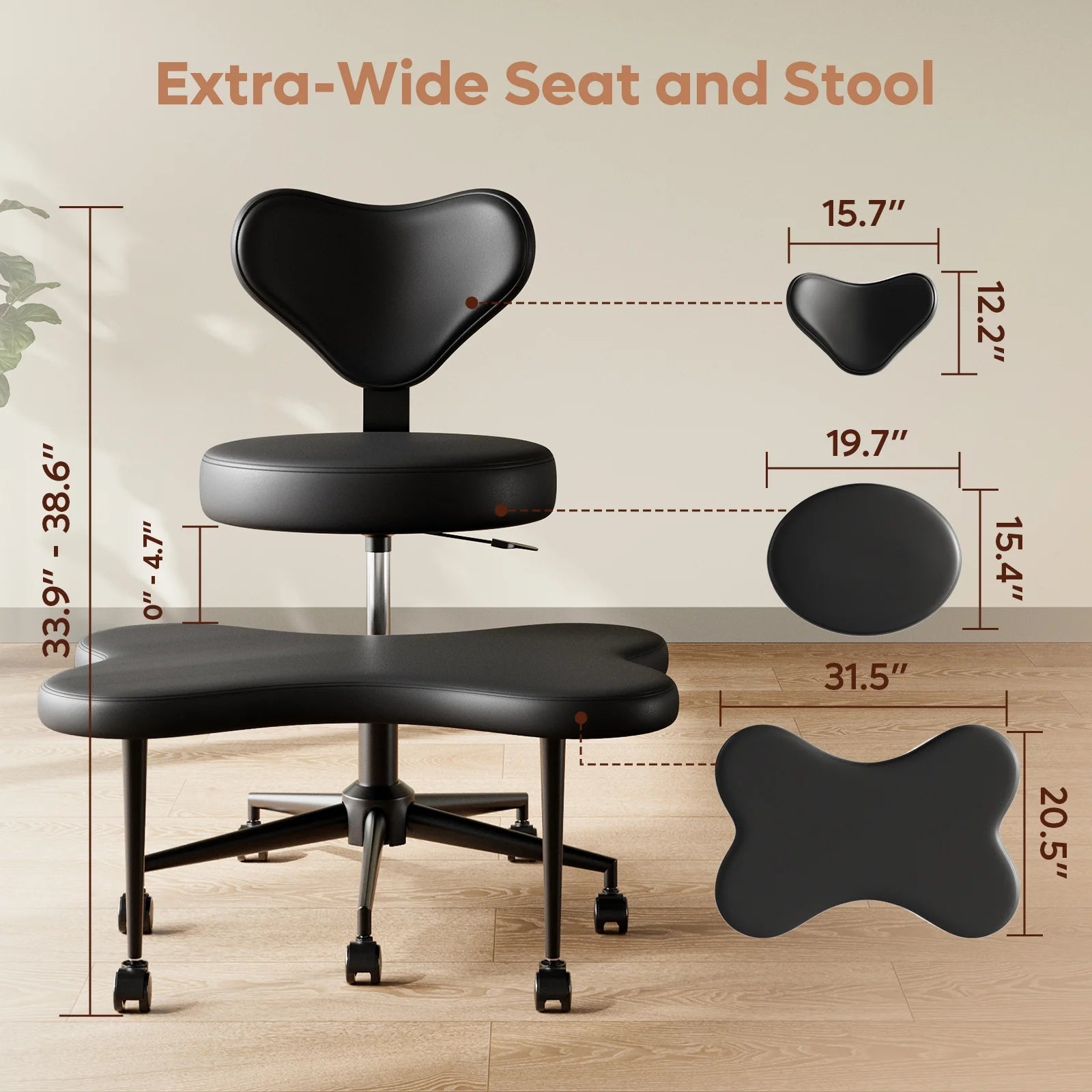 2026 Pinmoco Ergonomic Cross Legged Swivel Chair, Adjustable Height and Teddy Fabric, Meditation& ADHD Chair with Back Support, Home and Office, Off White