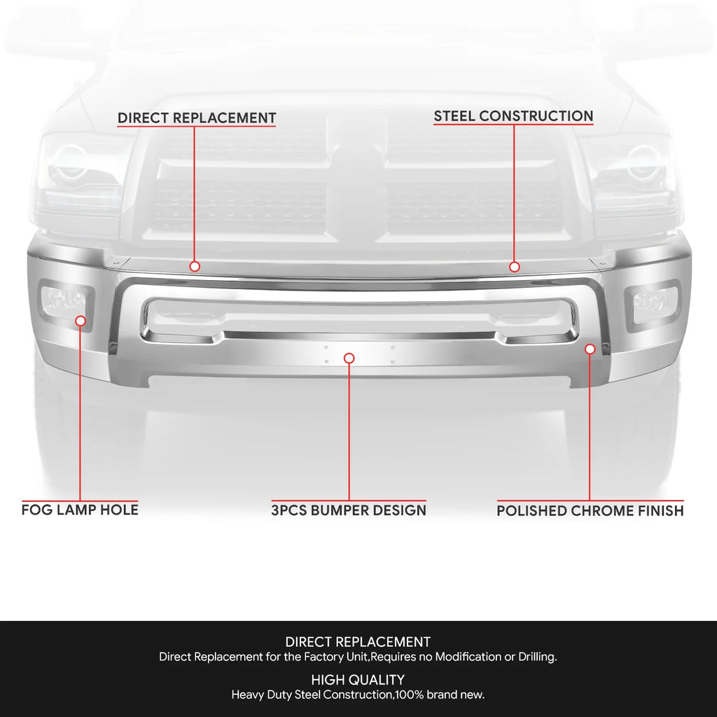 Modular Style Front Bumper w/ Fog Light Cutouts10-18 Dodge Ram 2500 3500