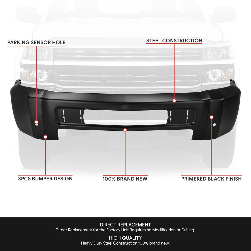 Modular Style Front Bumper w/ Parking Sensor Holes15-19 Chevy Silverado 2500 3500 HD