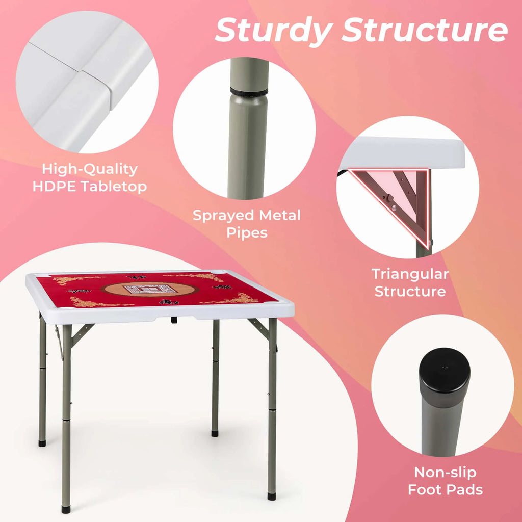 2026 Costway 35" Folding Mahjong Table with Cup Holders & Smooth Felt Mat Carrying Handle Green