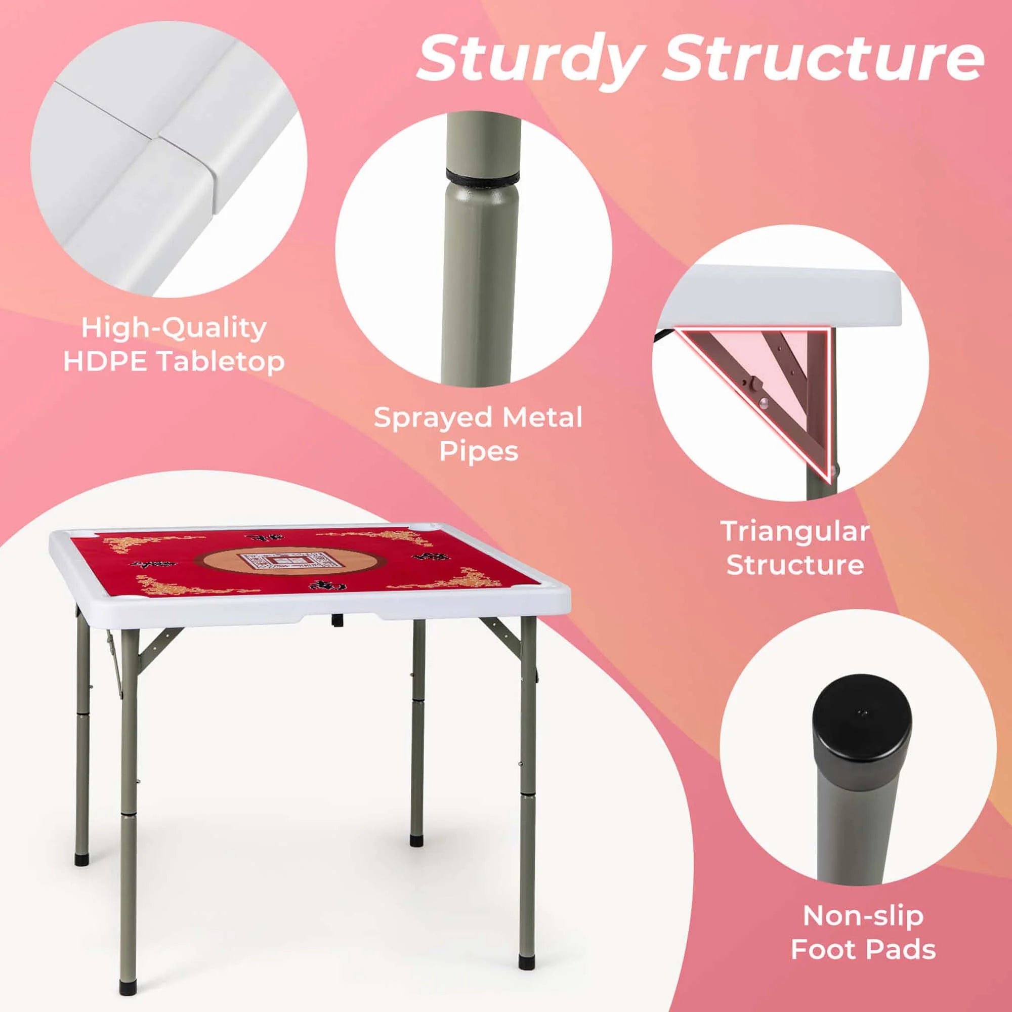2026 Costway 35" Folding Mahjong Table with Cup Holders & Smooth Felt Mat Carrying Handle Green
