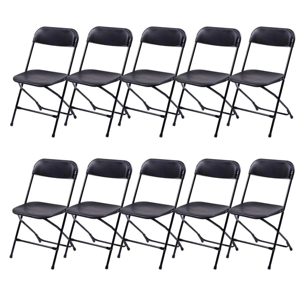 2026 Ktaxon 6ft White Folding Table and 10 Pack Folding Chairs Black, Plastic Table and Chair Set