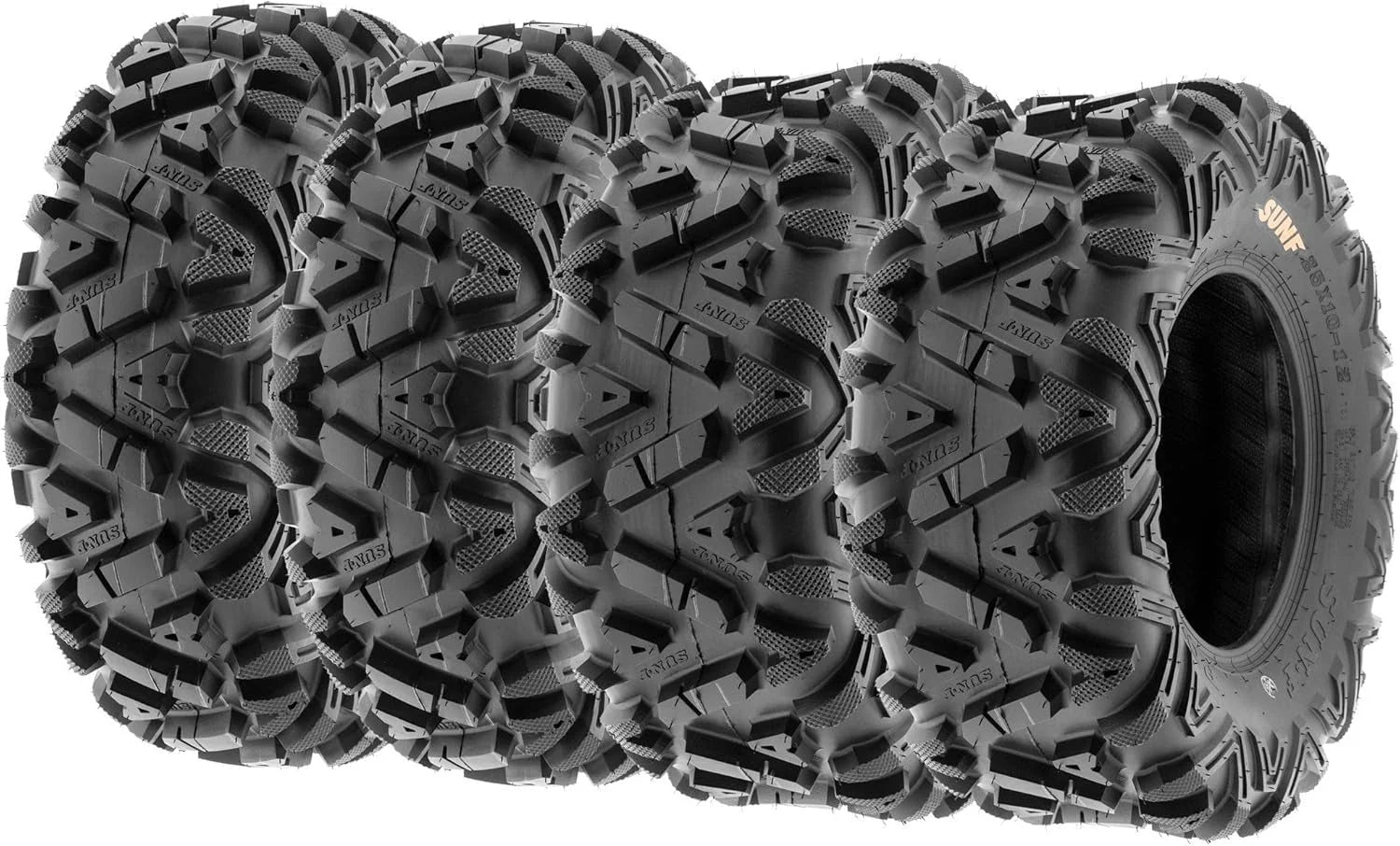 2026 Set of 4 ATV/UTV off-road tires, 25x8-12 front and 25x10-12 rear, 6 PR, tubeless A033