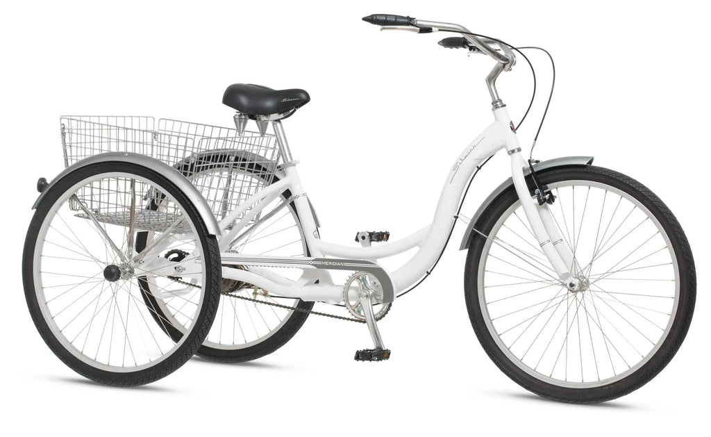 2026 2025 Schwinn Meridian Adult Tricycle, Men's and Women's Beach Cruiser, 26-inch Wheels, Low Step-Through, Wide Saddle, Folding Rear Basket.