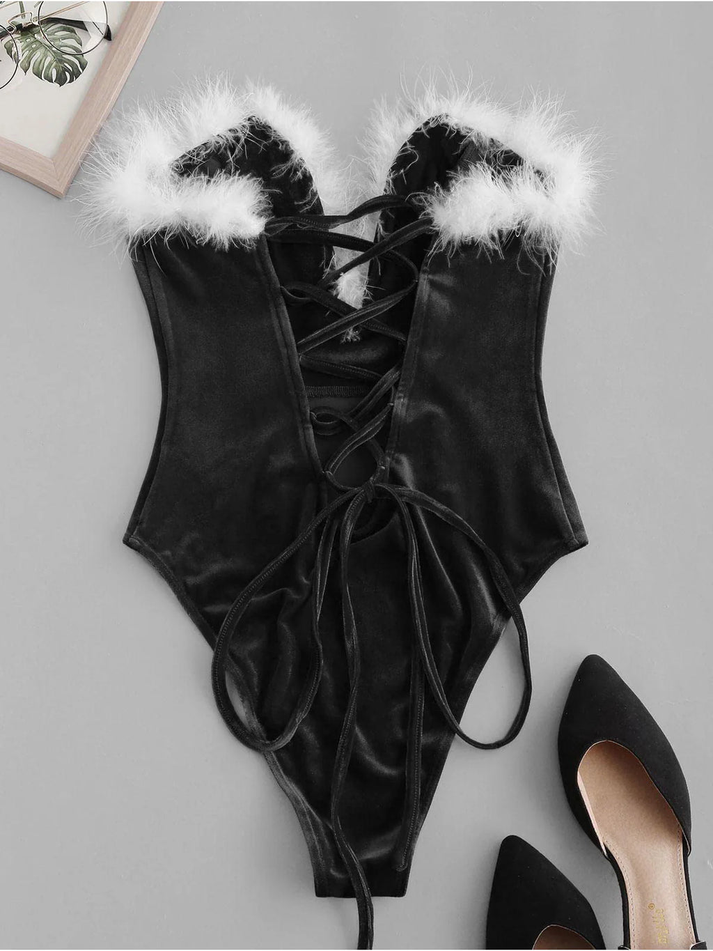 2026 Faux Fur Strapless Red Santa Dress