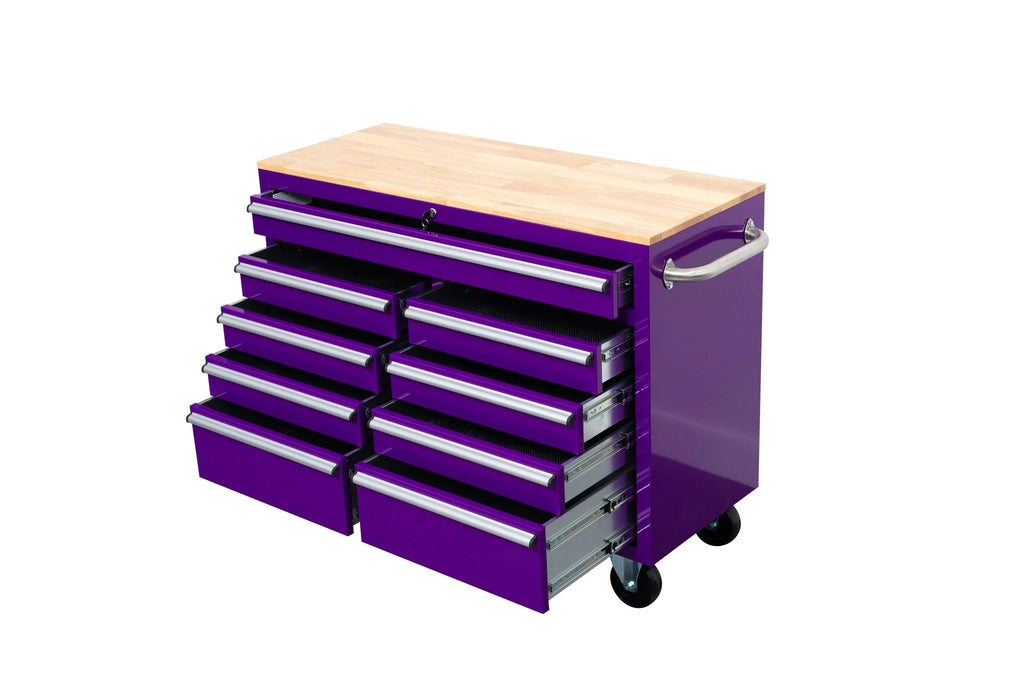 46" Rolling Tool Workbench – Heavy-Duty Mobile Storage Cabinet with 9 Drawers