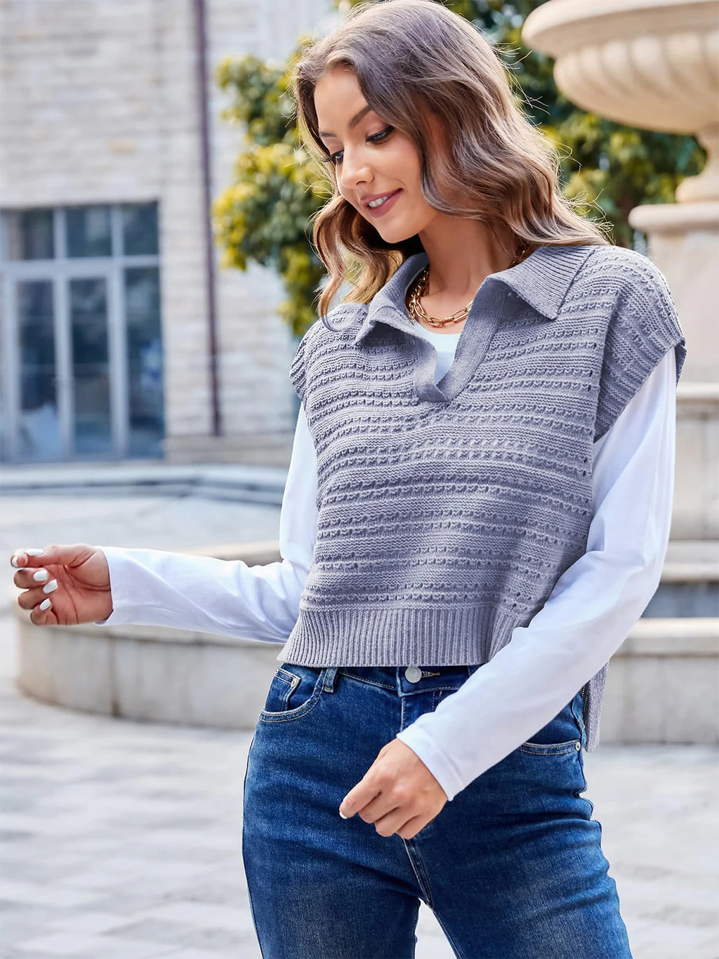 2026 Polo Sleeveless V-Neck Knit Sweater