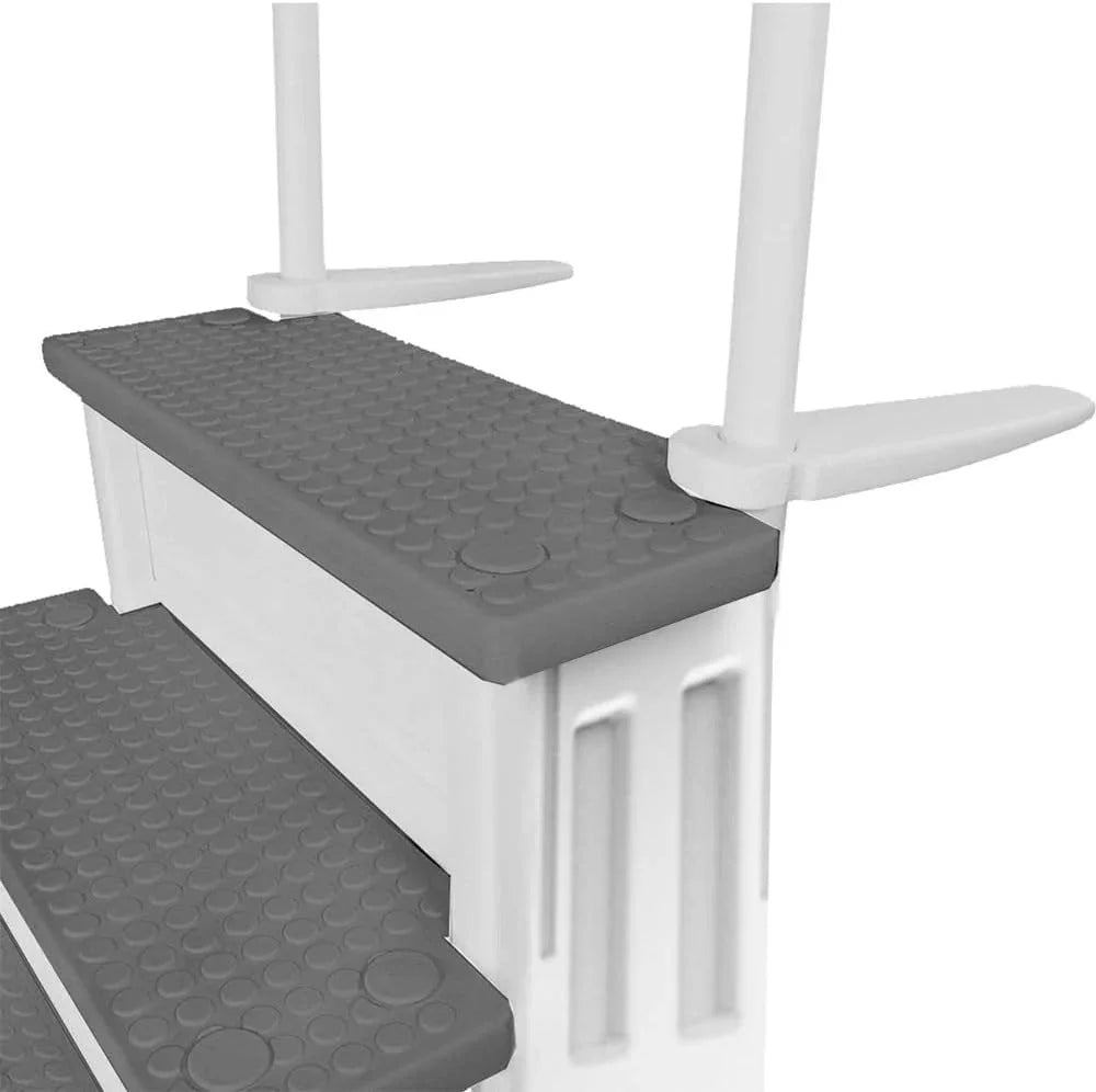 2026 Non-slip pool entrance steps | Gray | Suitable for above-ground pools | Can be installed on patios with a height of 122 to 137 cm | Maximum load capacity 136 kg