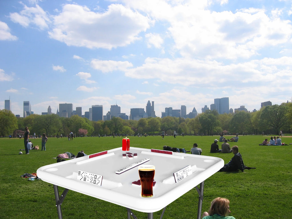 2026 Bene Casa Foldable Domino Table with Built-In Drink Holders, 38?? x 38??, White