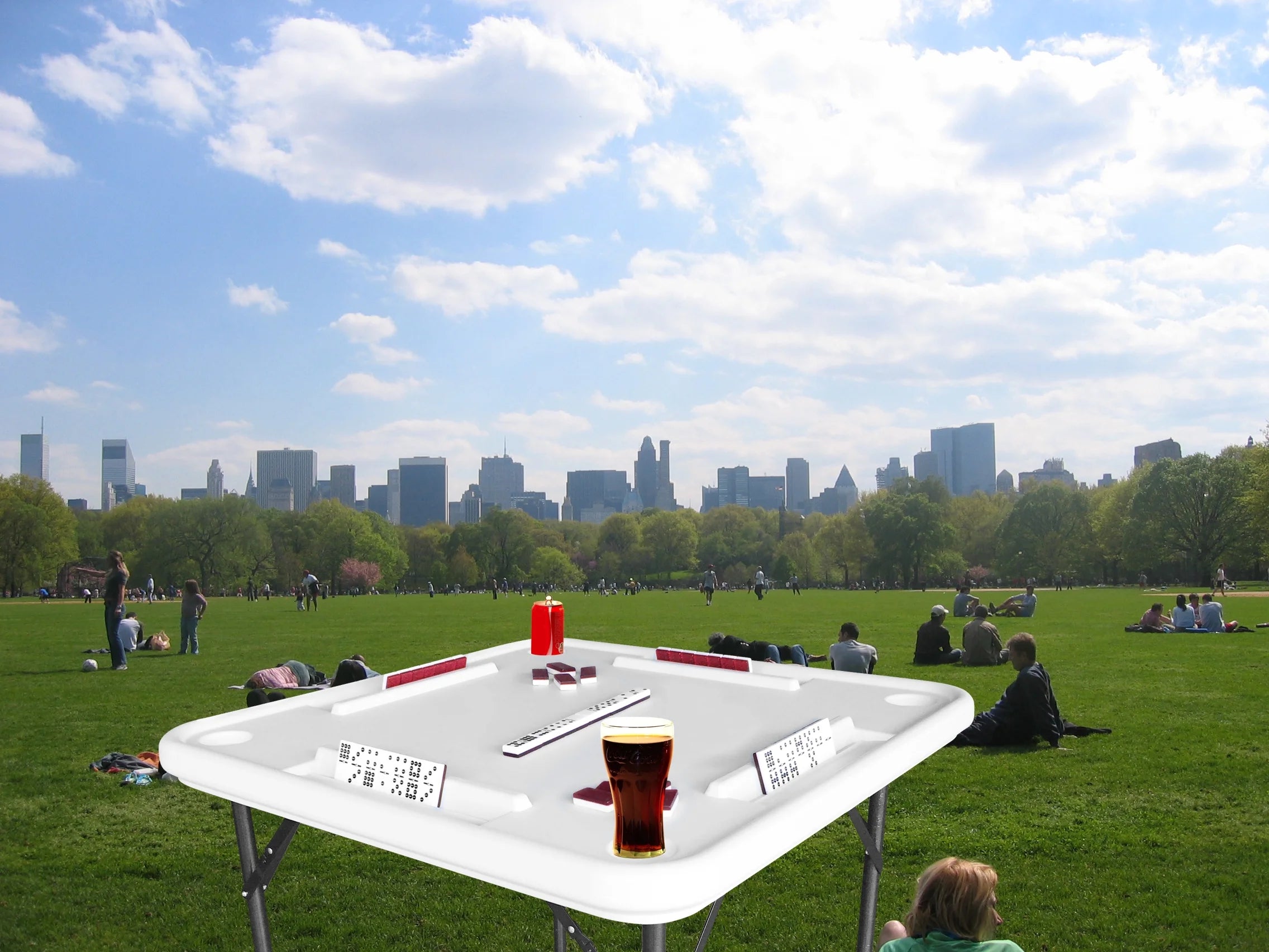 2026 Bene Casa Foldable Domino Table with Built-In Drink Holders, 38?? x 38??, White