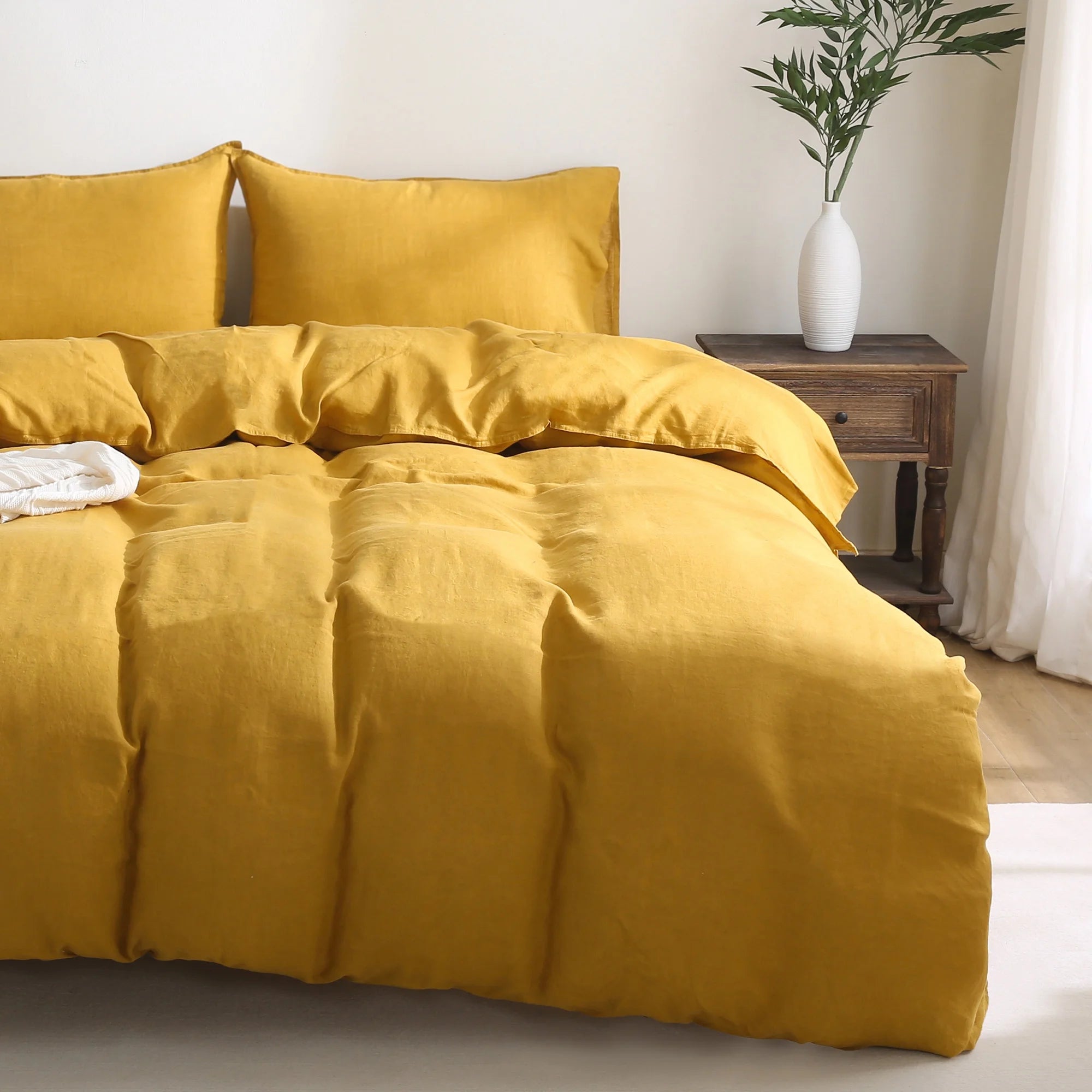 2026 100% Pure Linen Duvet Cover with Button Closure and Corner Ties Soft & Breathable - Natural Full/Queen