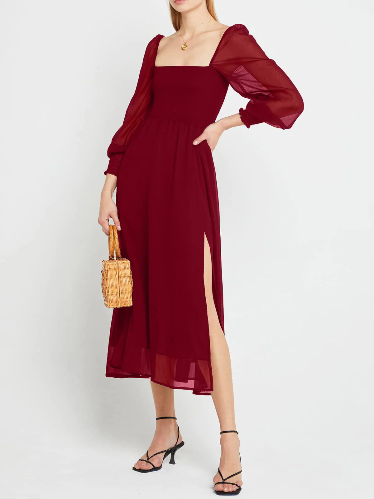 2026 Puffy High-Waisted Floral Dress