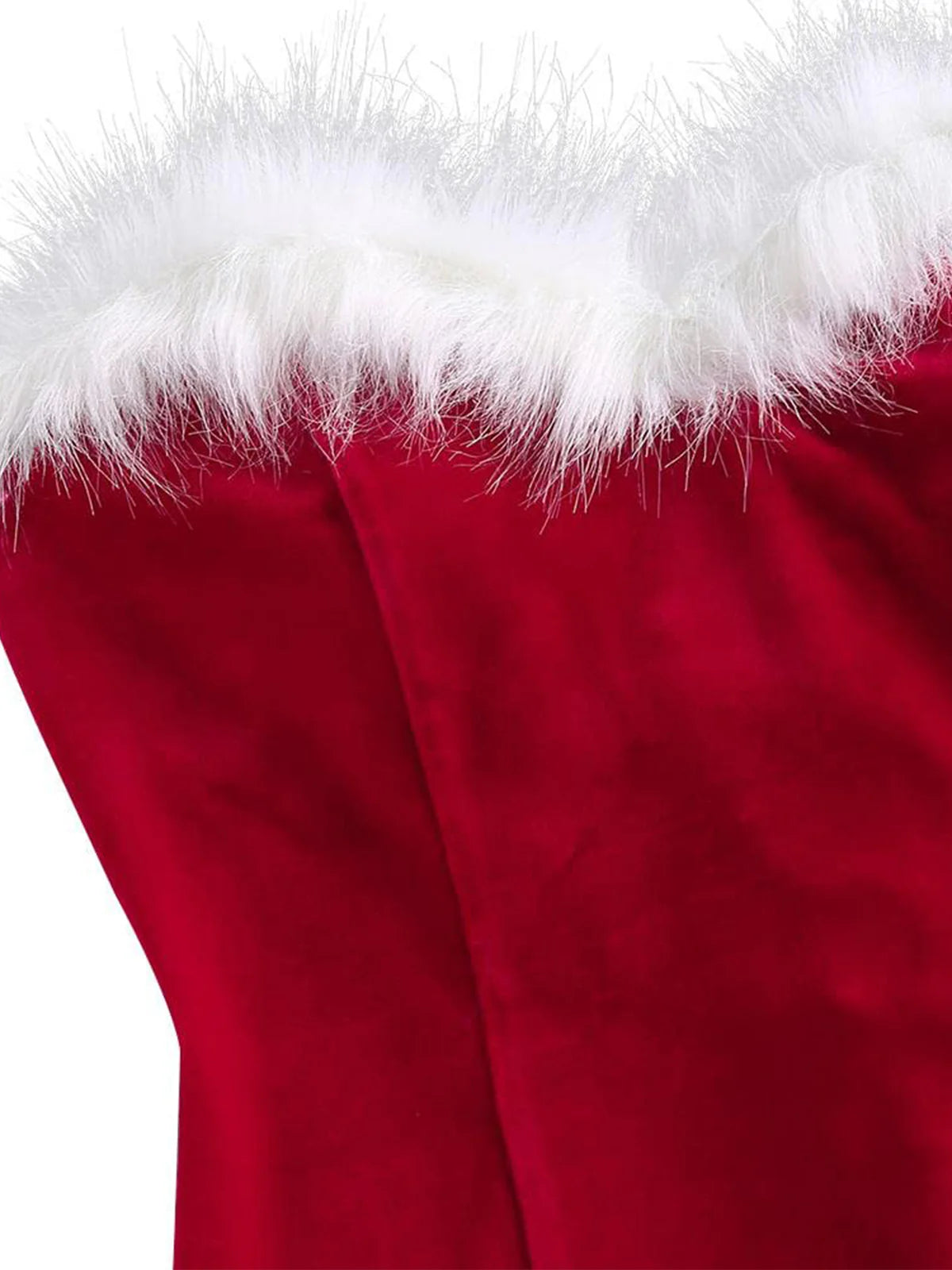 2026 Faux Fur Strapless Red Santa Dress