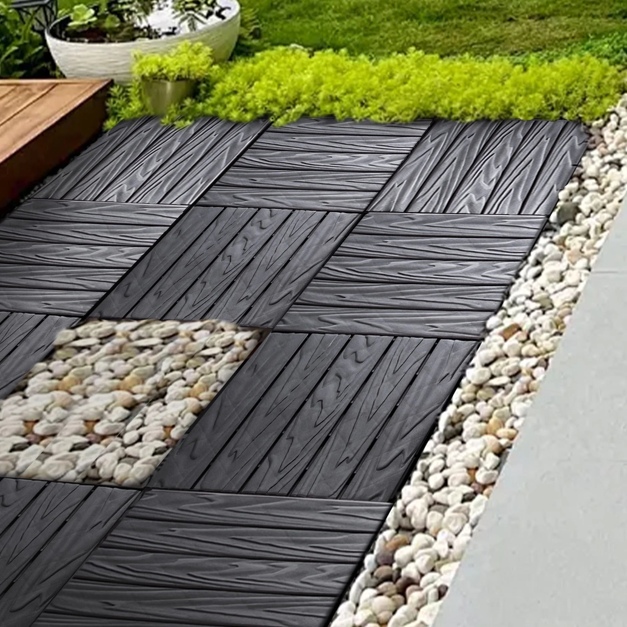 2026 76-Pack Plastic Interlocking Deck Tiles - 68.80 Sq.Ft Outdoor Plastic Flooring Super Durable & Waterproof All-Weather Indoor/Outdoor