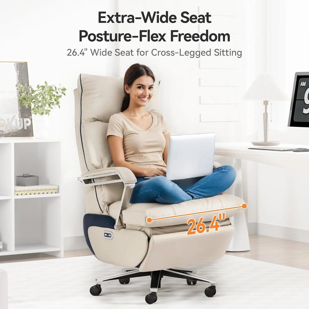 2026 M80 executive chair with two motors and footrest, for tall and heavy people, up to 190 kg, beige