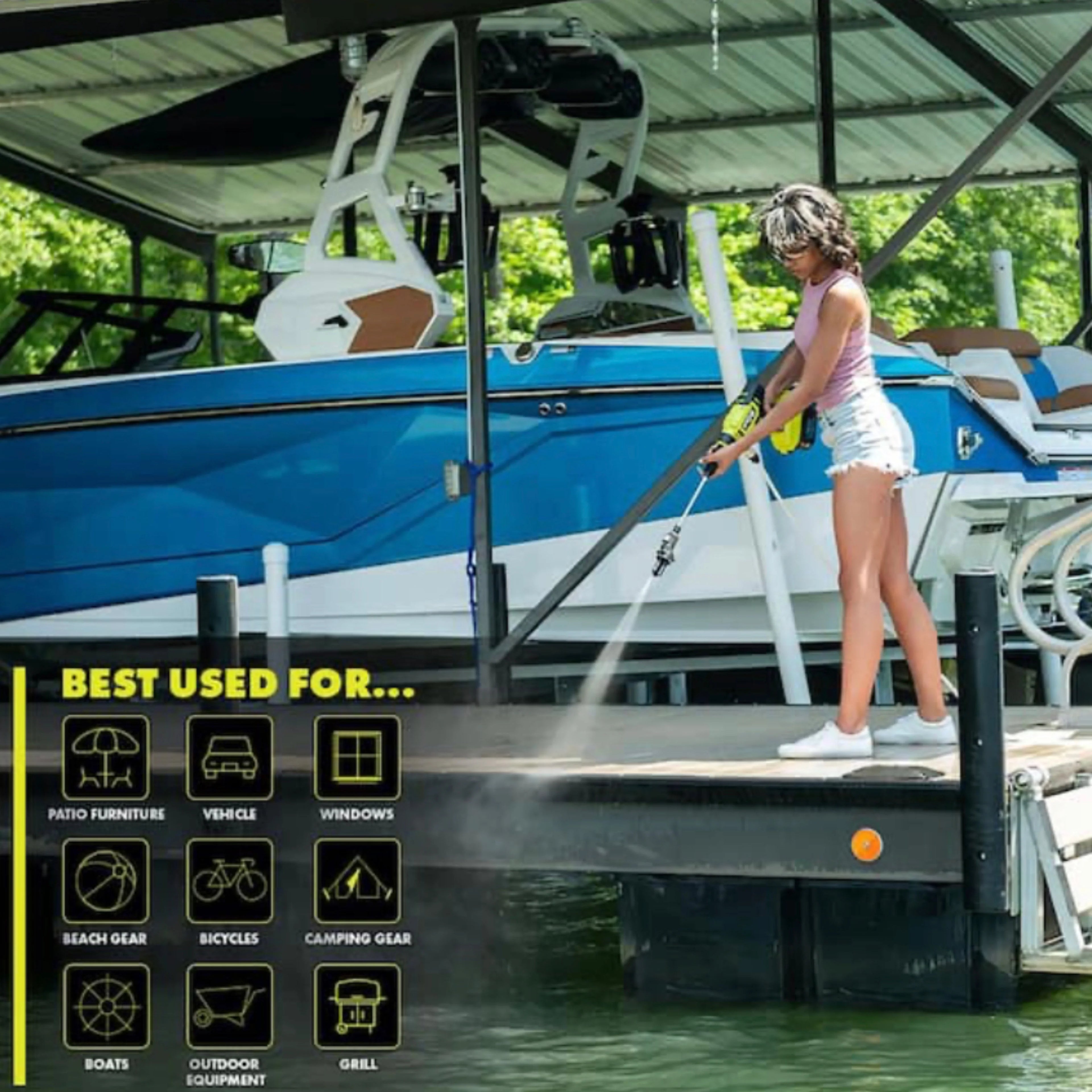 2026 Ryobi ONE+ HP 600 PSI at 0.7 GPM 18V Cordless Electric Cold water Power Cleaner, 20 ft. Siphon Hose
