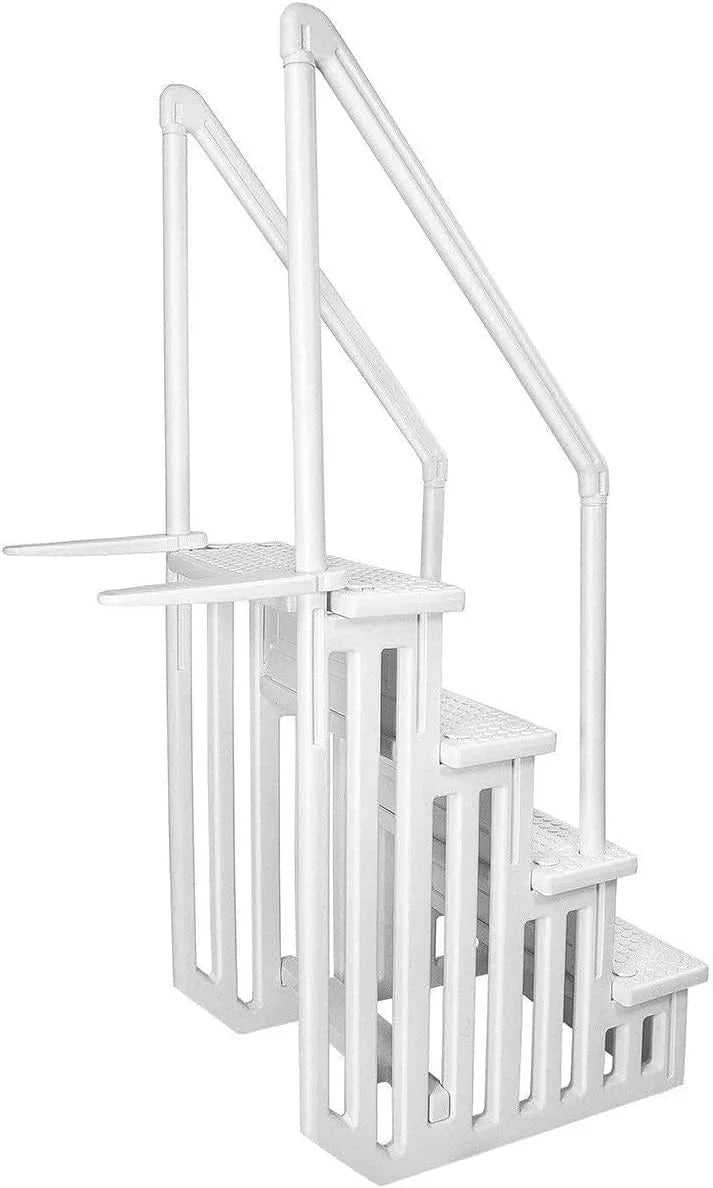 2026 Non-slip pool entrance steps | Gray | Suitable for above-ground pools | Can be installed on patios with a height of 122 to 137 cm | Maximum load capacity 136 kg