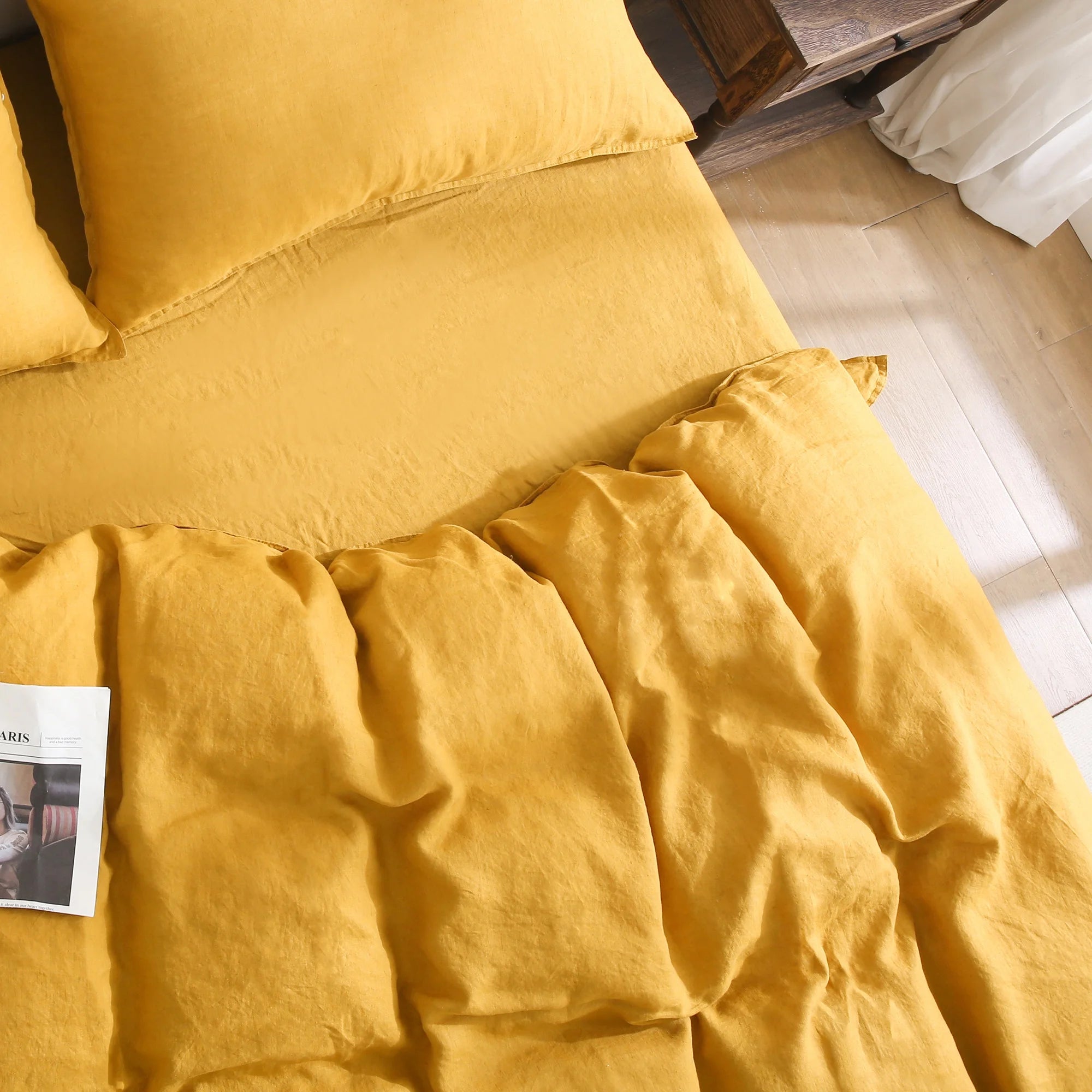 2026 100% Pure Linen Duvet Cover with Button Closure and Corner Ties Soft & Breathable - Natural Full/Queen