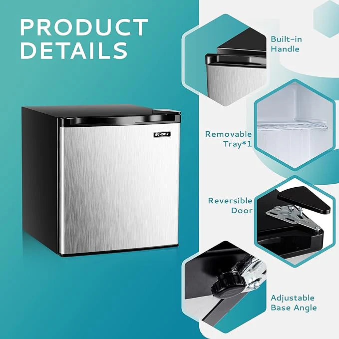 2026 EUHOMY 1.7 Cu.Ft Mini Fridge with Compact Freezer Temperature Control