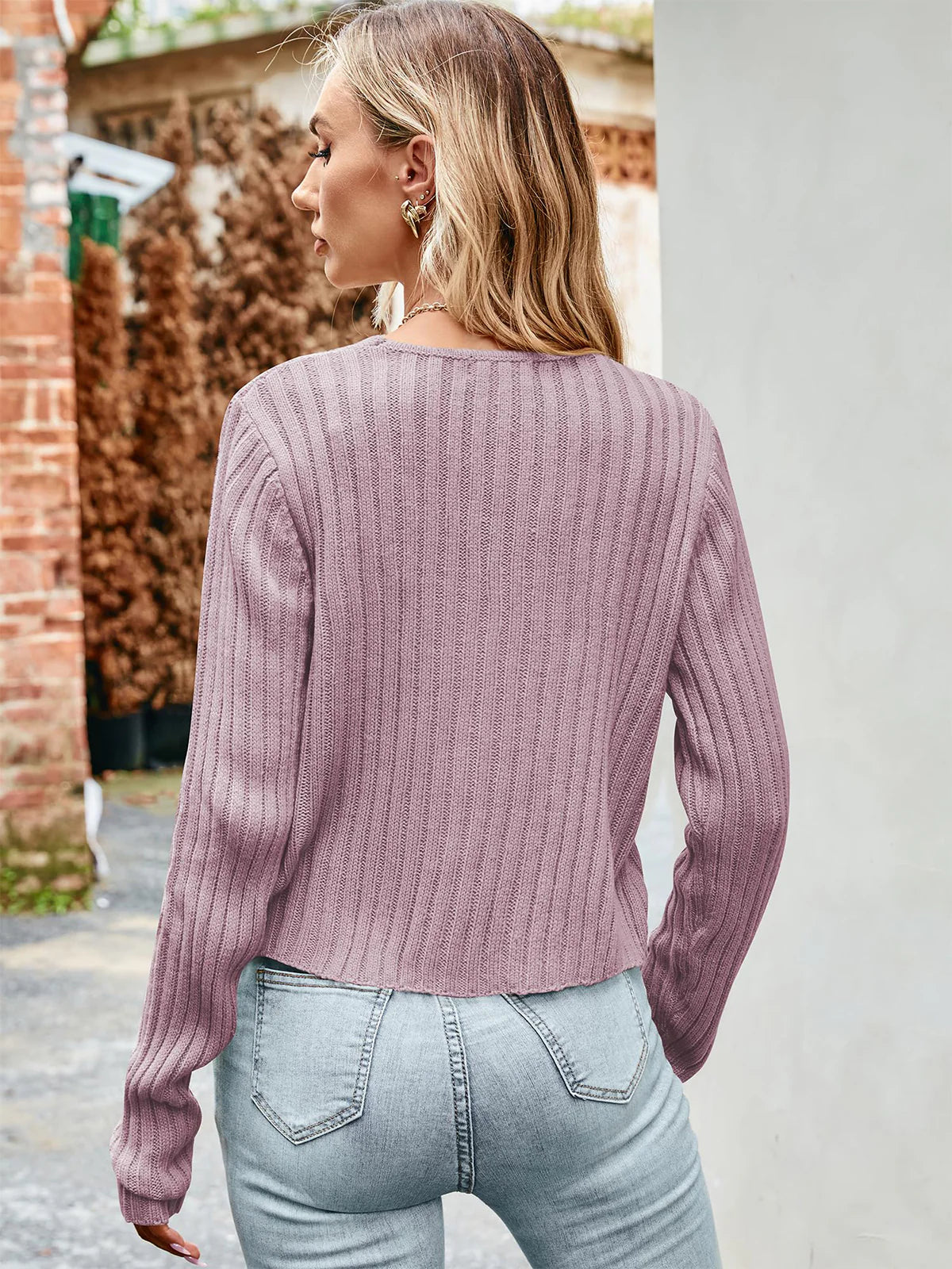 2026 Ribbed Button Cardigan