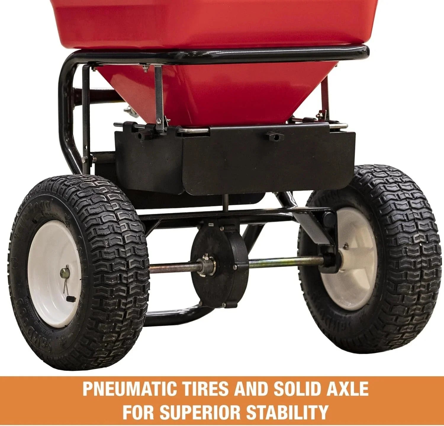 2026 Multi-purpose push-along spreader, 100 lb capacity, versatile tool for lawn seed, salt, de-icer, fertilizer and seeds