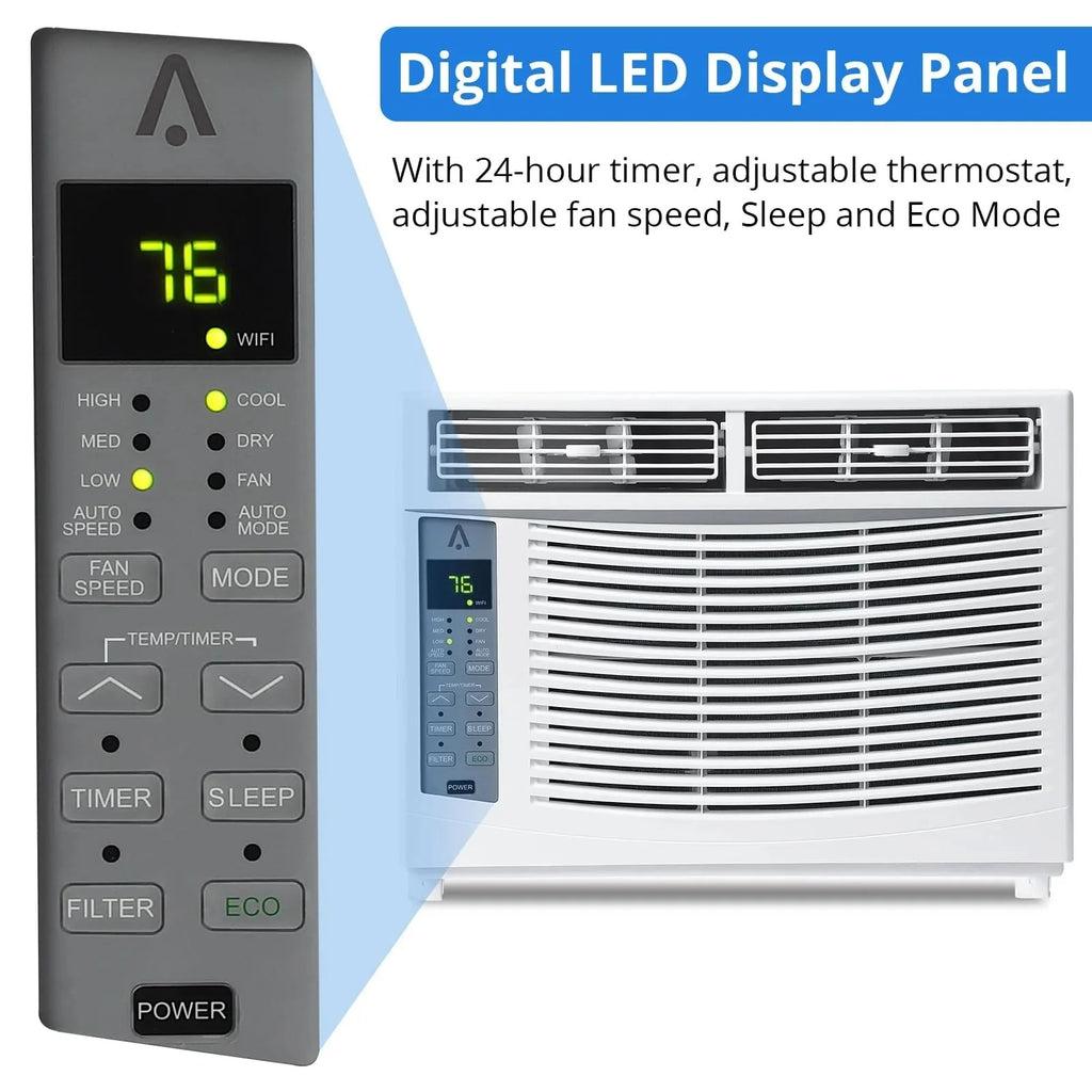 2026 Window air conditioner with reusable filter and controls, 6000 BTU, 115 V~, suitable for rooms up to 250 square feet
