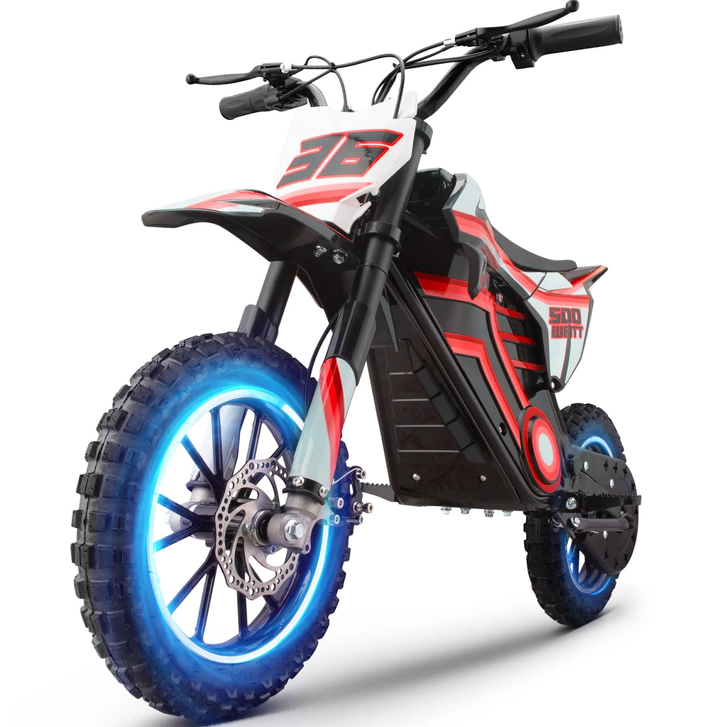 2026 QEASET electric dirt bike, 500W kids dirt bike for Boys Girls Age 8-14, Blue
