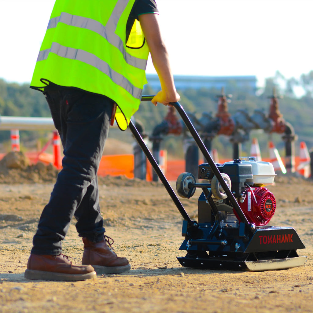 2026 Tomahawk Power Plate Compactor 5.5 HP, 3000 lbs/ft, 63cc, Gas, 17 x 13 Plate Compactor, 5900 VPM
