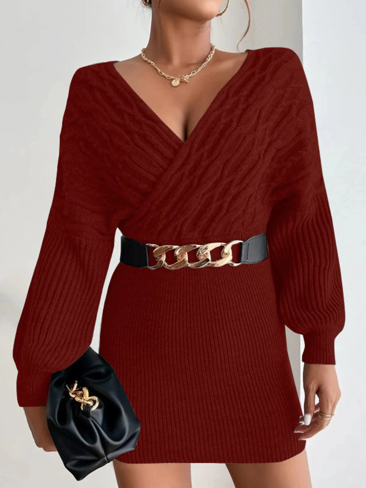 2026 Pleated Casual Batwing Sleeve Dress