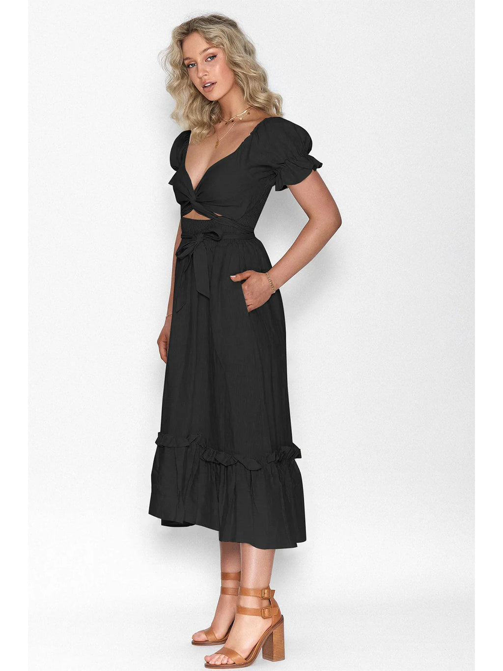 2026 Boho Tie-Waist Homecoming Dress