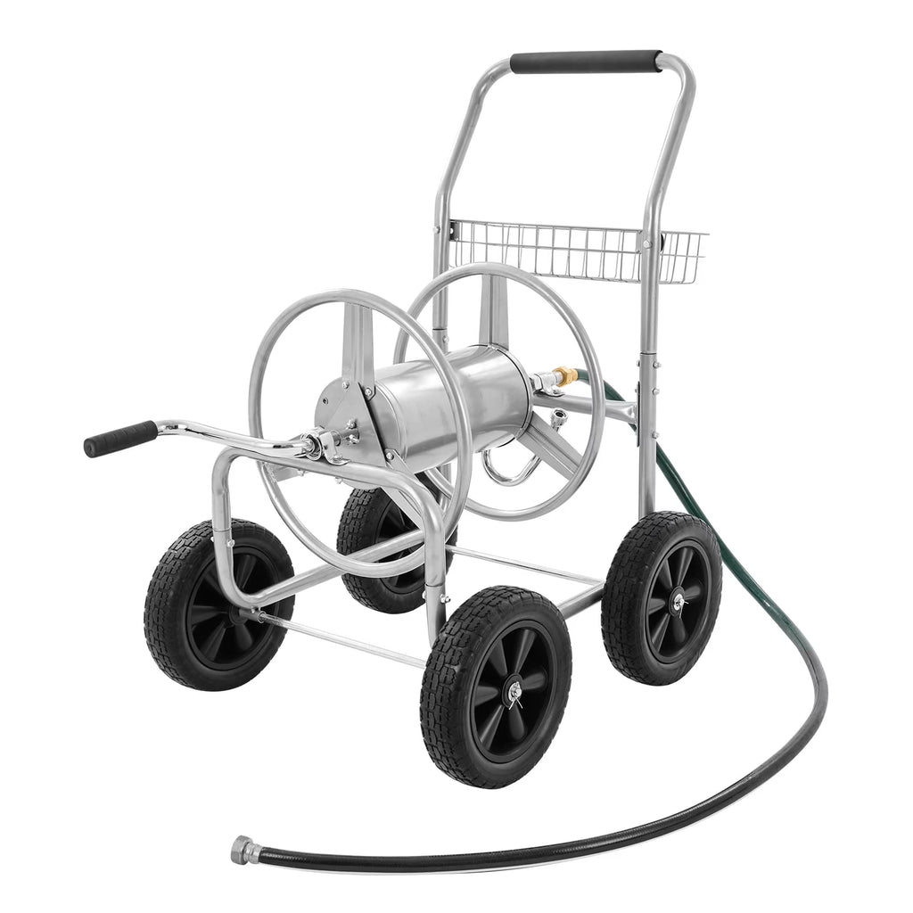 2026 VEVOR Hose Reel Cart, Hold Up to 250 ft of 5/8???? Hose, Garden Water Hose Carts Mobile Tools with 4 Wheels, Heavy Duty Powder-coated Steel Outdoor Planting with Storage Basket, for Garden, Yard, Lawn