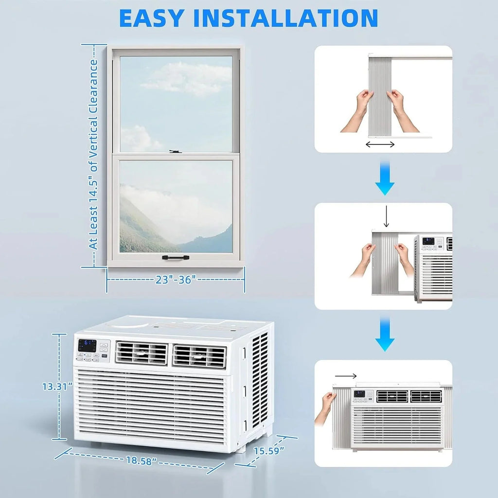 2026 Antarctic Star 12,000 BTU U-shaped window air conditioner, cools rooms up to 550 square feet with 6 modes, 24-hour timer, ultra-quiet window air conditioner