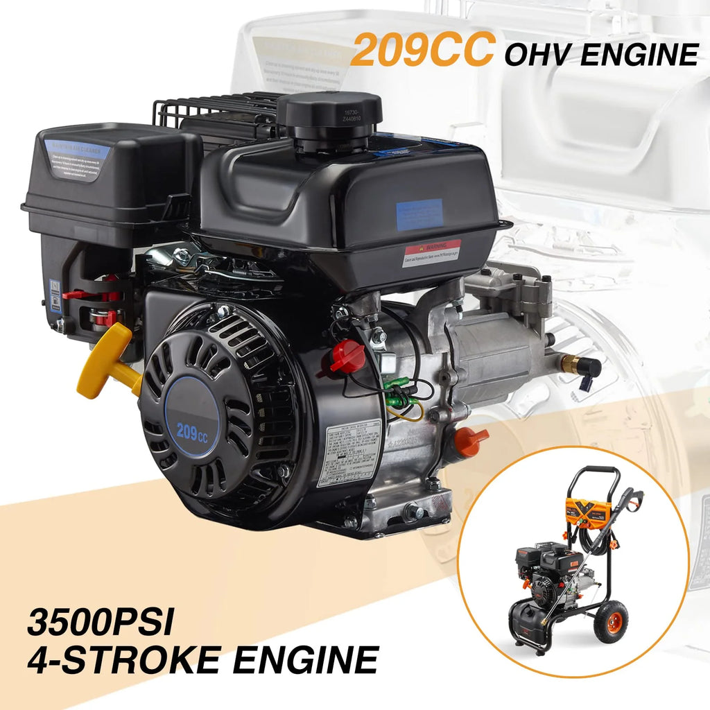 2026 Efurden 3500PSI Gas Pressure Washer, 2.3GPM Gas Powered High Pressure Clean Machine with 209CC Engine, 4 Adjustable Nozzles for Cleaning Walls, Terraces, Vehicles, Gardens (Blue)