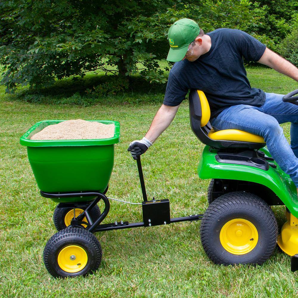 2026 John Deere 175 lb Tow-Behind Broadcast Spreader, Rustproof Poly Hopper, Universal Fit