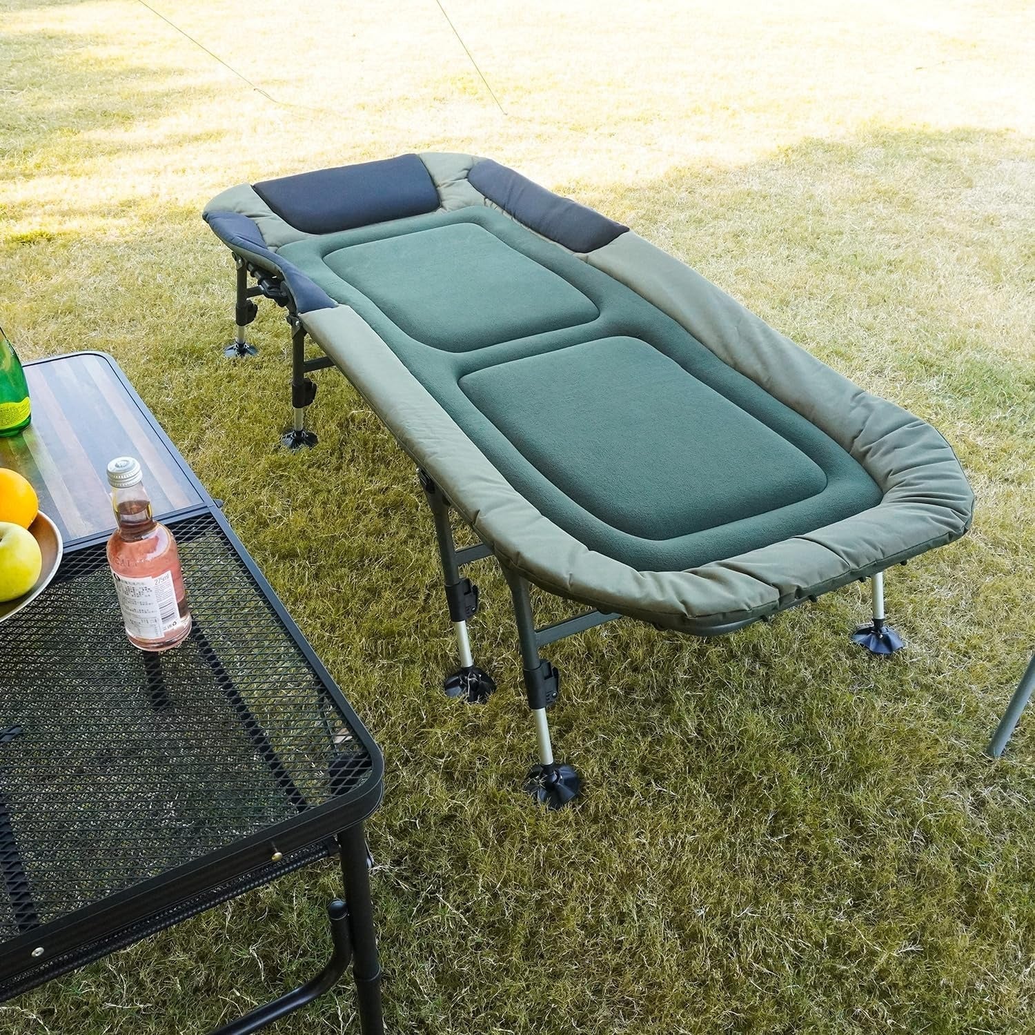 2026 Camping Cots for Adults 330Lbs with Carry Bag, Heavy Duty Folding Bed with Soft Padded Cushion, Portable Military Cot for Hunting, 180° Adjustable Reclining Outdoor Lounger
