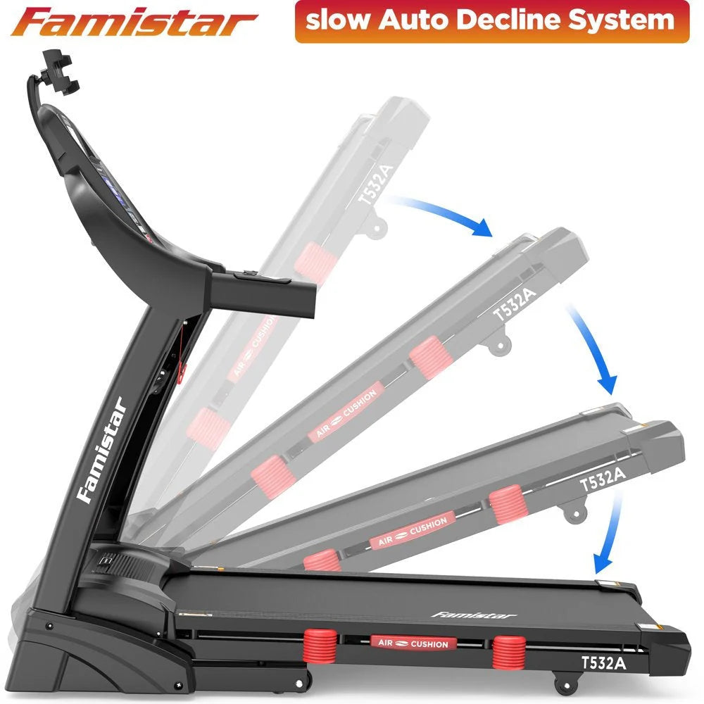 2026 Famistar Folding Treadmill for Home with 15 Levels Auto Incline, 300LB Capcity, 10MPH Fast Speed Controls