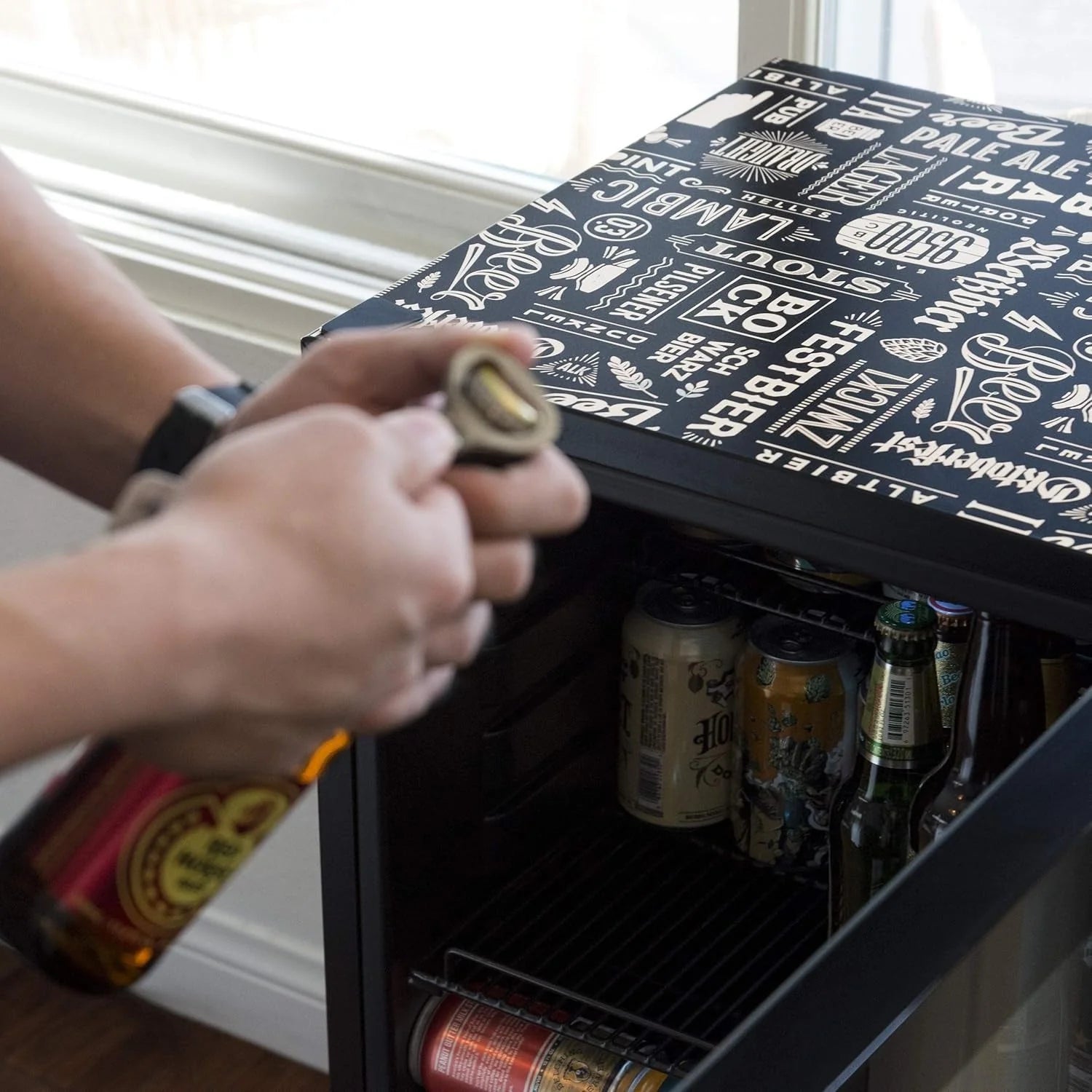 2026 Beverage Refrigerator Cooler | 126 Cans Free Standing with Right Hinge Glass Door | Mini Fridge Beverage Organizer Perfect For Beer, Wine, Soda, And Cooler Drinks