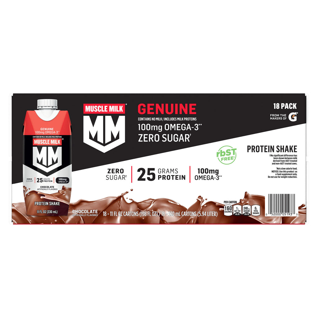 2026 Muscle Milk Genuine Protein Shake Chocolate, 11 fl oz, 18-pack