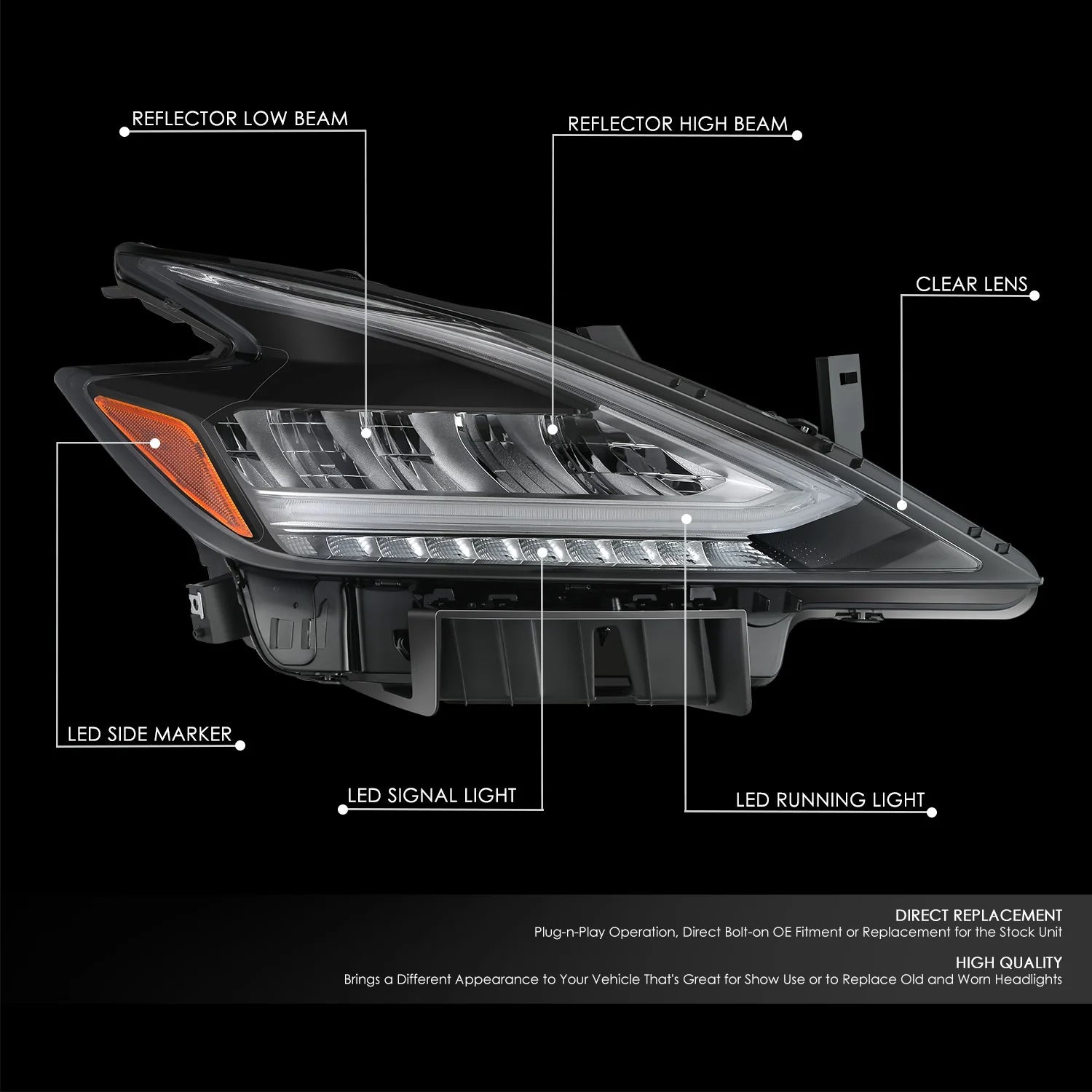 Factory Style Right Side Headlight19-21 Nissan Murano