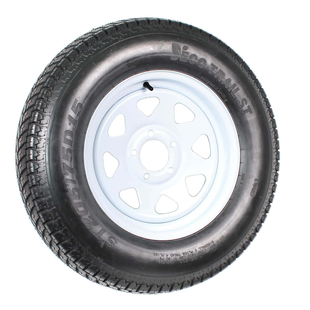 2026 2-pack trailer tires on rim ST205/75D15 205/75 D 15 inch LRC 5-hole white spokes  1